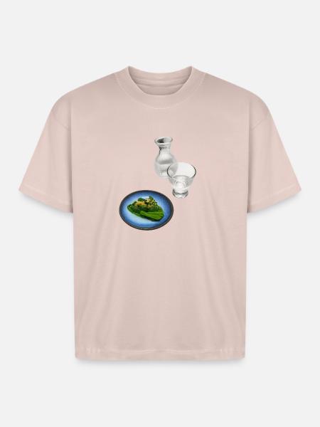Sake with Spinach - Boxy Fit Unisex T-Shirt - blush pink 