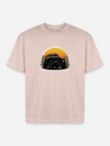 GO_WHERE_THERE_IS NO ROAD - Boxy Fit Unisex T-Shirt - blush pink