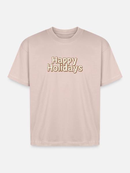Happy Holidays Rustic Lettering - Boxy Fit Unisex T-Shirt - blush pink