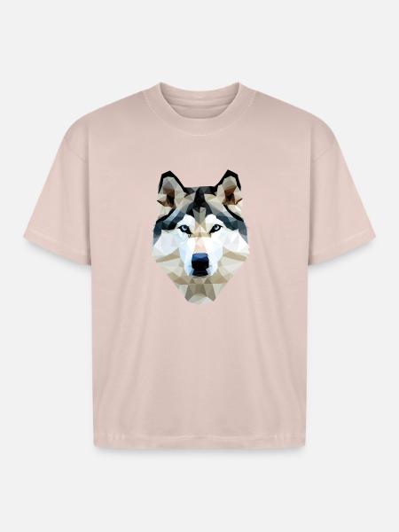 Husky Dog Polygon - Boxy Fit Unisex T-Shirt - blush pink 