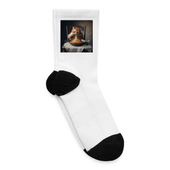 Whiskered Pasta Portrait - Tennis Socks - white - Right