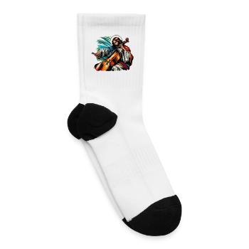 Jesus Christ cello music design - Tennis Socks - white - Right