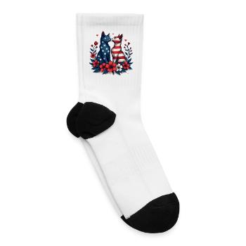 Stars and Stripes Cats in Bloom - Tennis Socks - white - Right