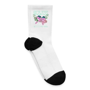 Solace – Futuristic Floral Aesthetic - Tennis Socks - white - Right