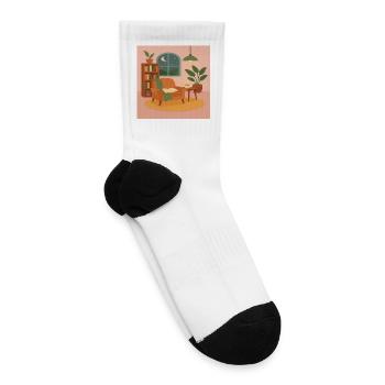 Cozy Night Reading Nook Design - Tennis Socks - white - Right
