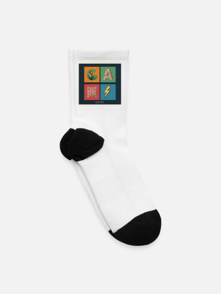 Retro Pixel Art Gaming Icons - Tennis Socks - white