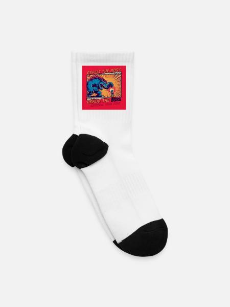 Defeat the Boss Comic Showdown - Tennis Socks - white