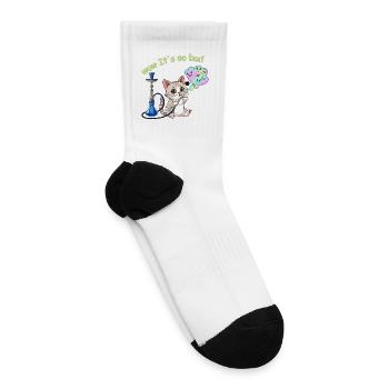 Funny Cat Footsteps – Who Tricks Us, Cat or Tracks - Tennis Socks - white - Right