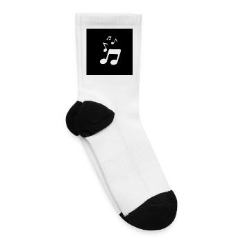 Monochrome Musical Notes on Black - Tennis Socks - white - Right