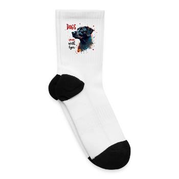 Dogs Speak With Eyes – Artistic Pet Quote Design - Tennis Socks - white - Right