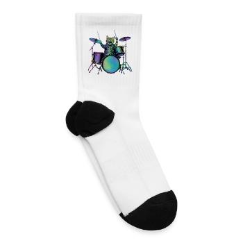 Rainbow Cat Drums - Tennis Socks - white - Right