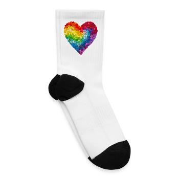 Rainbow Heart Mosaic Queer Pride Gay Love LGBTQ - Tennis Socks - white - Right
