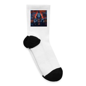 Neon Blue Shiva Glyphs - Tennis Socks - white - Right