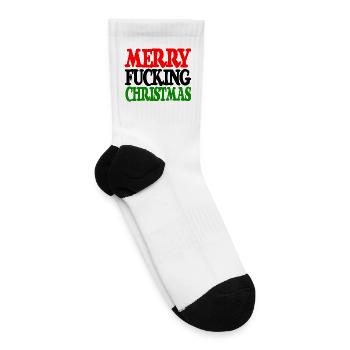 MERRY FUCKING CHRISTMAS funny cursing holidays bah - Tennis Socks - white - Right