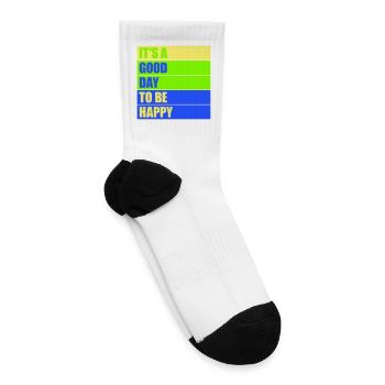 Good Day Be Happy Positive Vibes Motivation Quote - Tennis Socks - white - Right