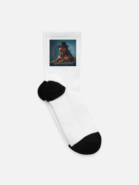 FurryDJVibe Dog Neon - Tennis Socks - white