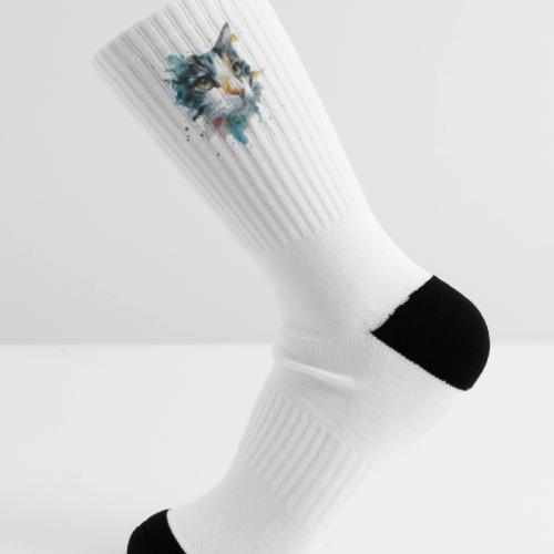 Watercolor cat face - Tennis Socks