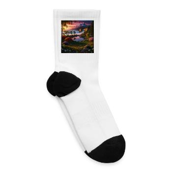 Majestic Coastal Mountain Paradise at Sunset - Tennis Socks - white - Right