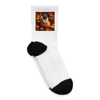 Pug in Jack-O-Lantern - Tennis Socks - white - Right