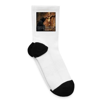 Crucifix Prayer: John 3:16 - Tennis Socks - white - Right