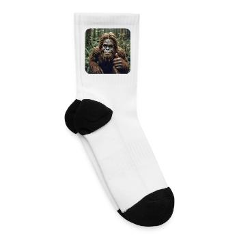 Happy Bigfoot Giving Thumbs Up Sasquatch Dragonfly - Tennis Socks - white - Right