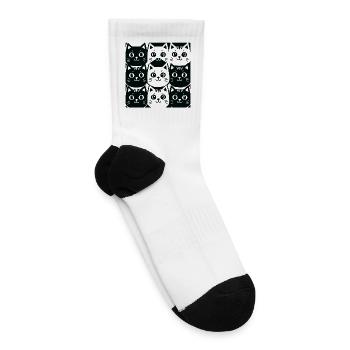 Midnight Cat Pattern - Tennis Socks - white - Right