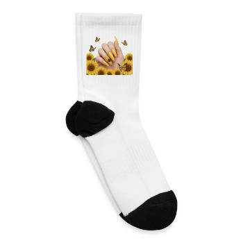 Sunflower Butterfly Nail Art - Tennis Socks - white - Right