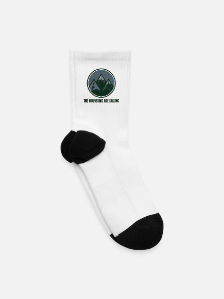 Mountains Are Calling Circle Logo - Tennis Socks - white