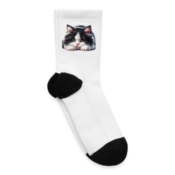 Sleepy Kitten Portrait - Tennis Socks - white - Right