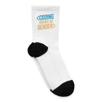 Coding Knows No Gender Inclusive Programmer Gift - Tennis Socks - white - Right
