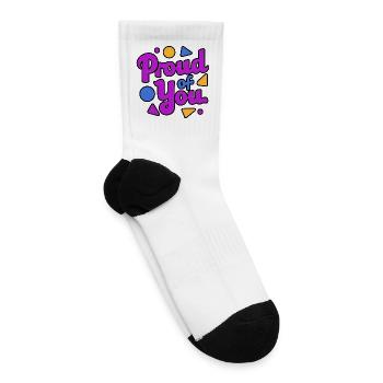 Proud of You Neon Doodle Typography - Tennis Socks - white - Right