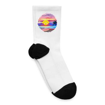 Summer Sunset Beach Watercolor - Tennis Socks - white - Right