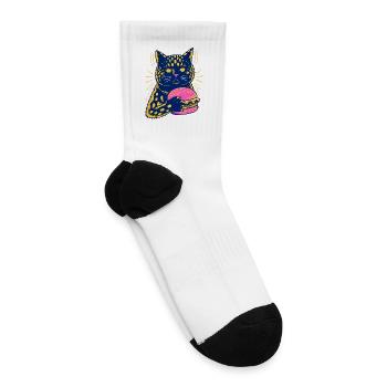 Neon Leopard with Donut - Tennis Socks - white - Right