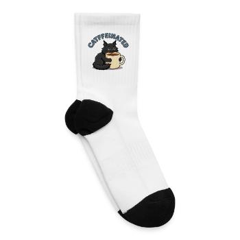 Caffeinated Cat Mug Tee - Tennis Socks - white - Right
