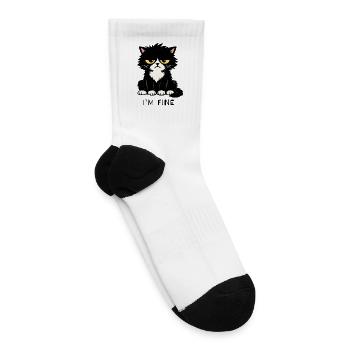 I’m Fine - Funny cat  - Tennis Socks - white - Right
