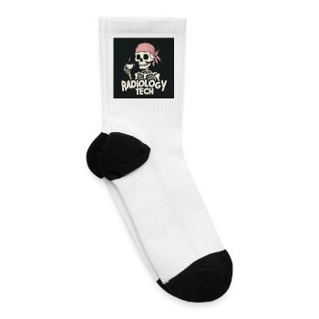 Radiology Tech Sticker ☕💀 - Tennis Socks - white - Right