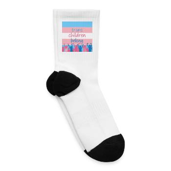 Trans Children Belong Pride Tee - Tennis Socks - white - Right