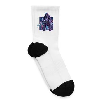 Futuristic Cyberpunk Samurai  - Tennis Socks - white - Right