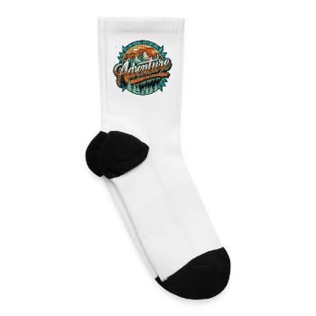 Adventure Mountain Sunset Retro Badge - Tennis Socks - white - Right