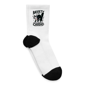 Anxiety Is My Cardio Funny Cat Humor Design - Tennis Socks - white - Right