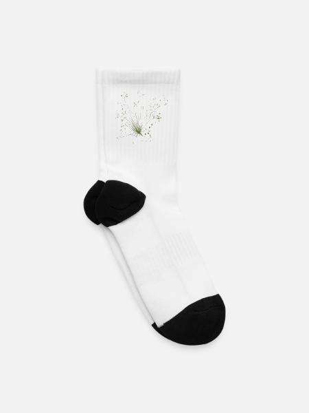 Verdant Sprout Burst - Tennis Socks - white