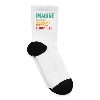Imagine Hating Immigrants Anti ICE Protest Tee - Tennis Socks - white - Right