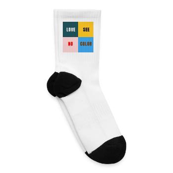 Love See No Color T-Shirt | Minimalist Typography - Tennis Socks - white - Right