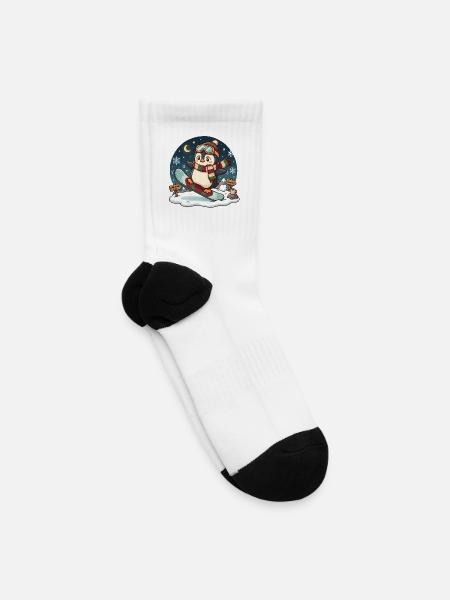 Penguin Winter Snowboarder - Tennis Socks - white