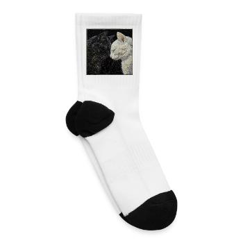Starry Constellation Cats Duo - Tennis Socks - white - Right