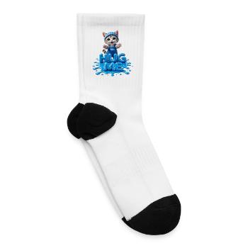 Cute Cat Hug Me | Adorable Kawaii Kitten | Funny B - Tennis Socks - white - Right