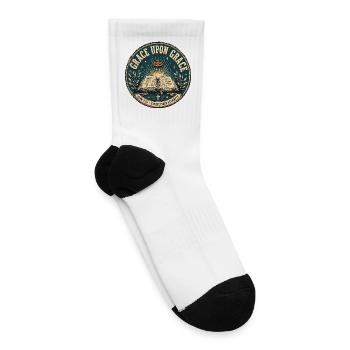 Grace Upon Grace Bible Emblem - John 1:16 - Tennis Socks - white - Right