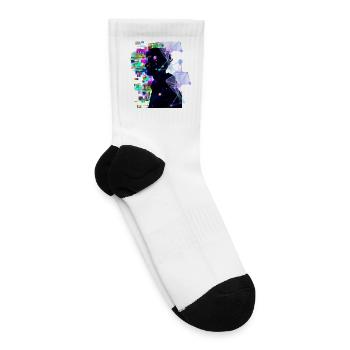 Neon Glitch Portrait Geom Light - Tennis Socks - white - Right