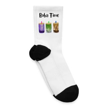 Bubble Tea Trio Illustration - Tennis Socks - white - Right