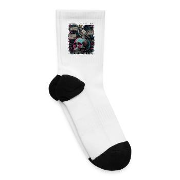 King of Trash: Glitch Pigeon Skull - Tennis Socks - white - Right